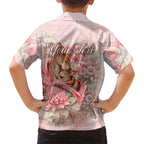 Personalised Breast Cancer Awareness Family Matching Summer Maxi Dress and Hawaiian Shirt Mother Kangaroo And Ribbon Hope