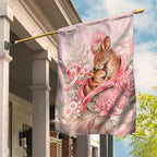 Breast Cancer Awareness Garden Flag Mother Kangaroo And Ribbon Hope
