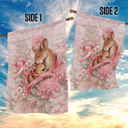 Breast Cancer Awareness Garden Flag Mother Kangaroo And Ribbon Hope