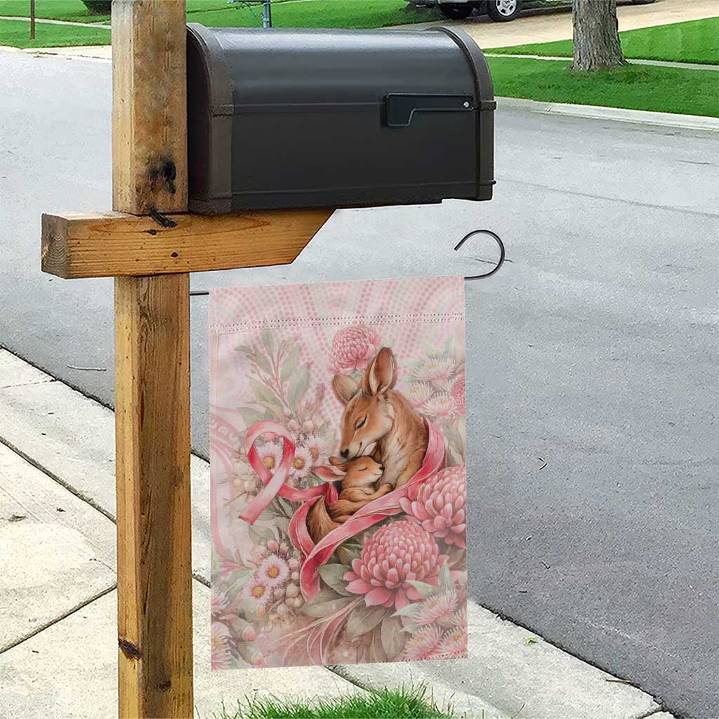 Breast Cancer Awareness Garden Flag Mother Kangaroo And Ribbon Hope