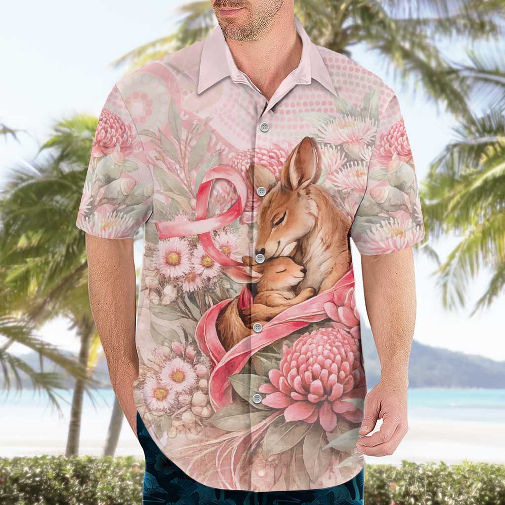 Personalised Breast Cancer Awareness Hawaiian Shirt Mother Kangaroo And Ribbon Hope