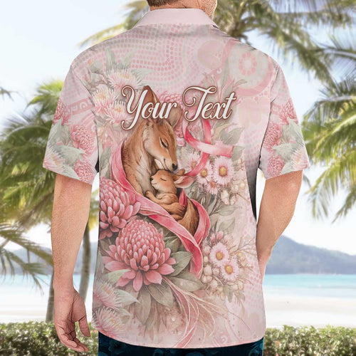 Personalised Breast Cancer Awareness Hawaiian Shirt Mother Kangaroo And Ribbon Hope