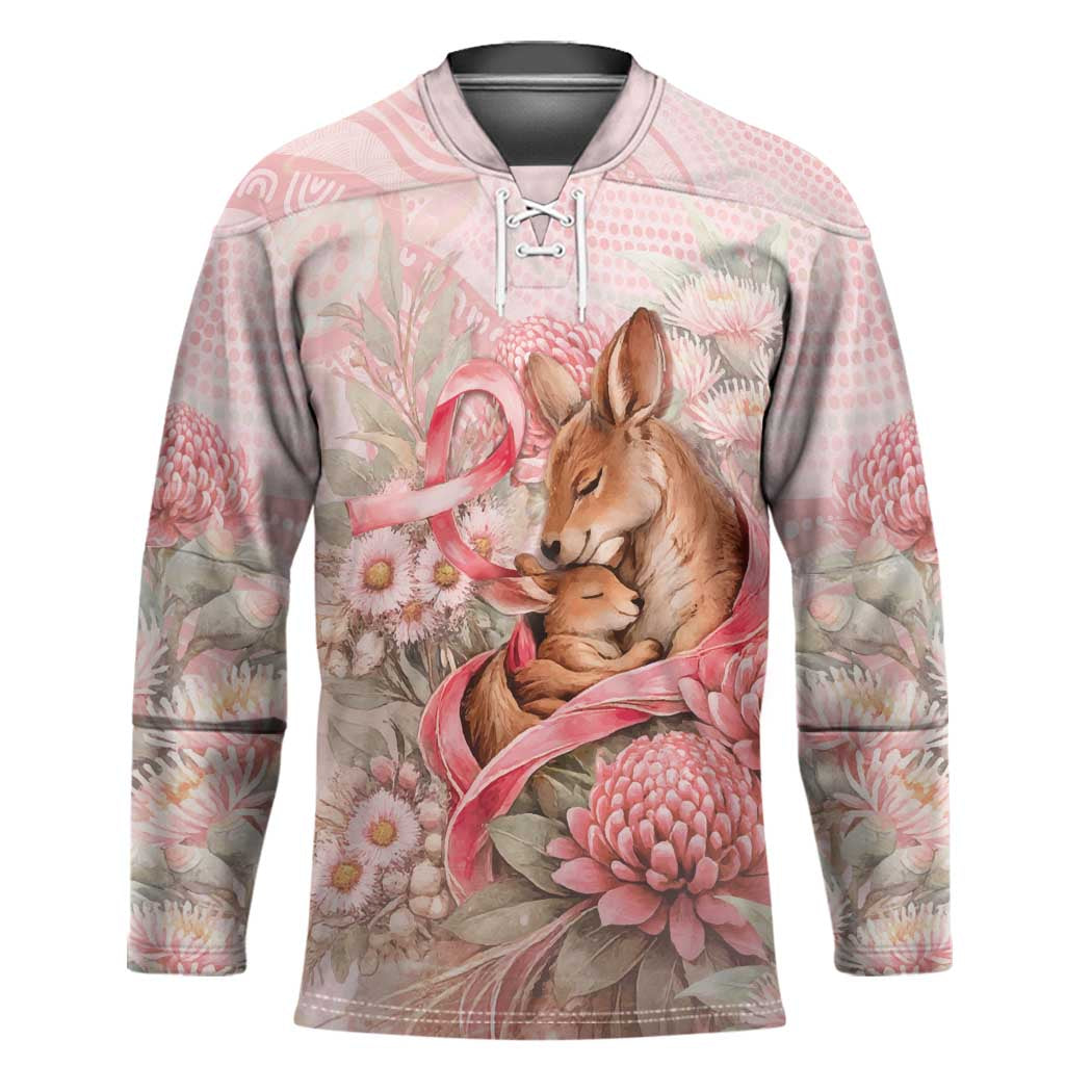 Personalised Breast Cancer Awareness Hockey Jersey Mother Kangaroo And Ribbon Hope