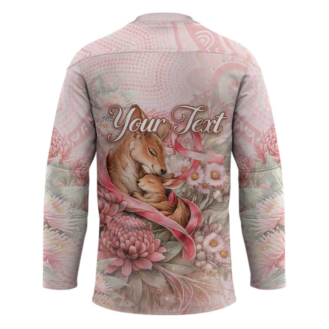 Personalised Breast Cancer Awareness Hockey Jersey Mother Kangaroo And Ribbon Hope