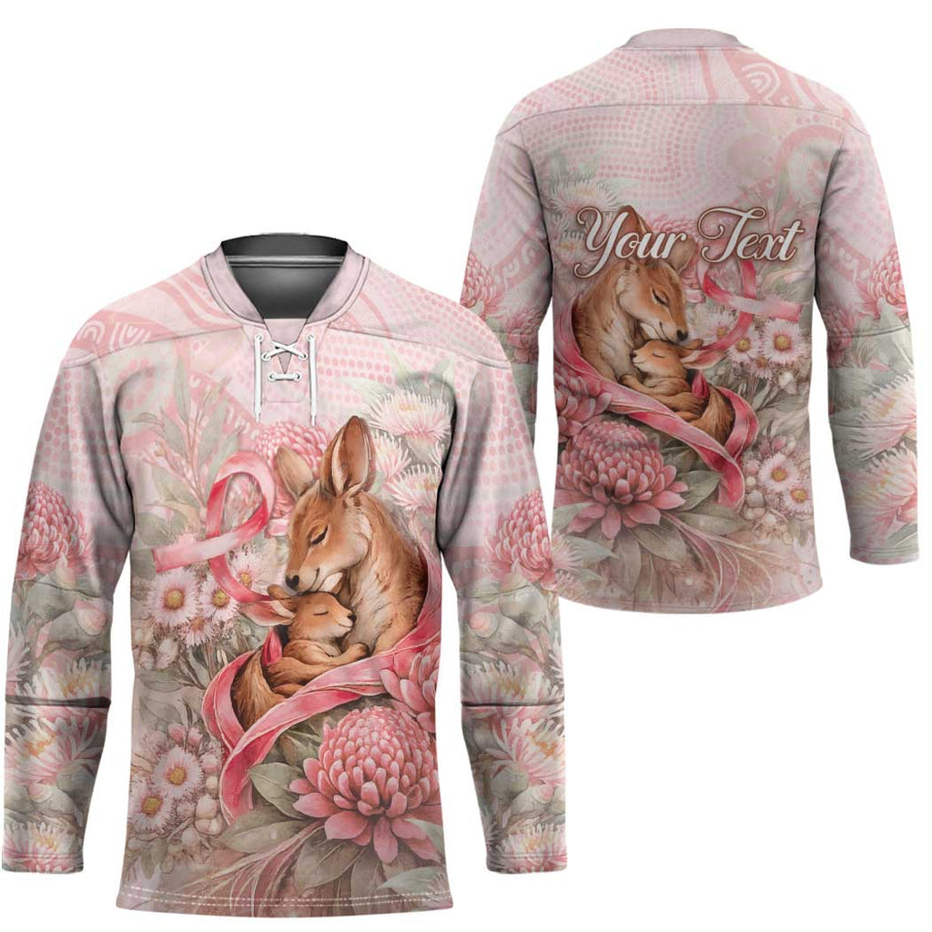 Personalised Breast Cancer Awareness Hockey Jersey Mother Kangaroo And Ribbon Hope