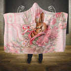 Breast Cancer Awareness Hooded Blanket Mother Kangaroo And Ribbon Hope