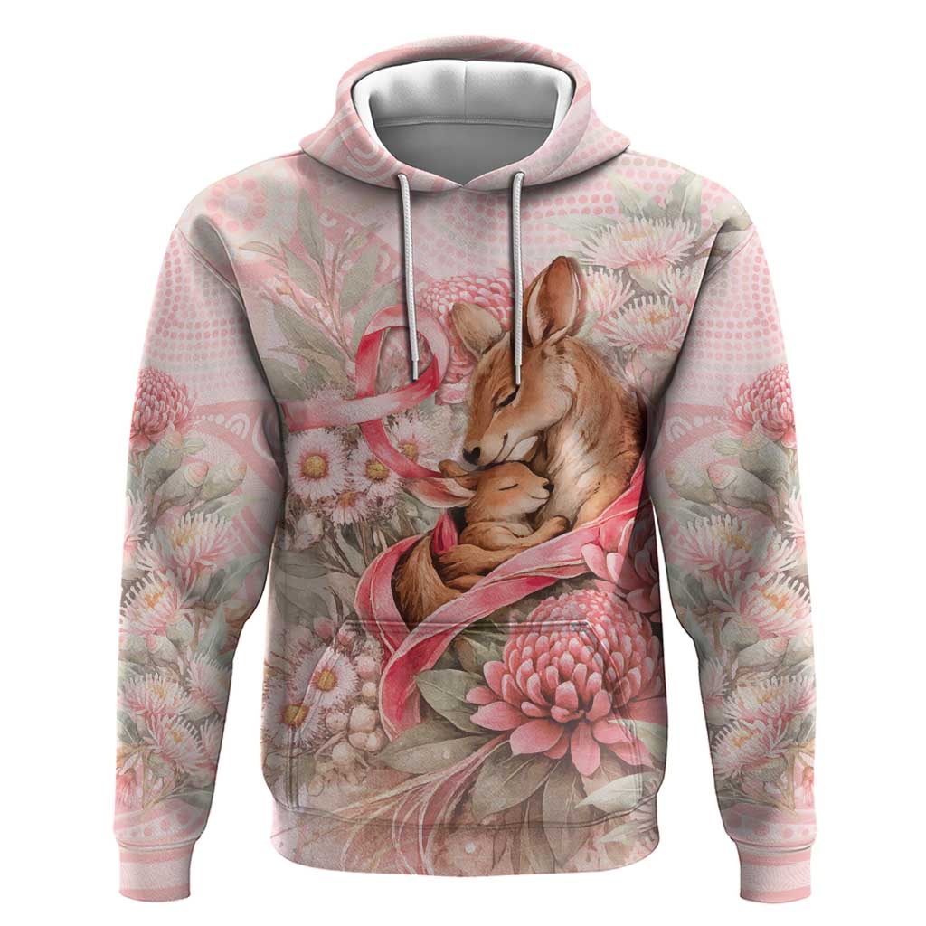 Personalised Breast Cancer Awareness Hoodie Mother Kangaroo And Ribbon Hope