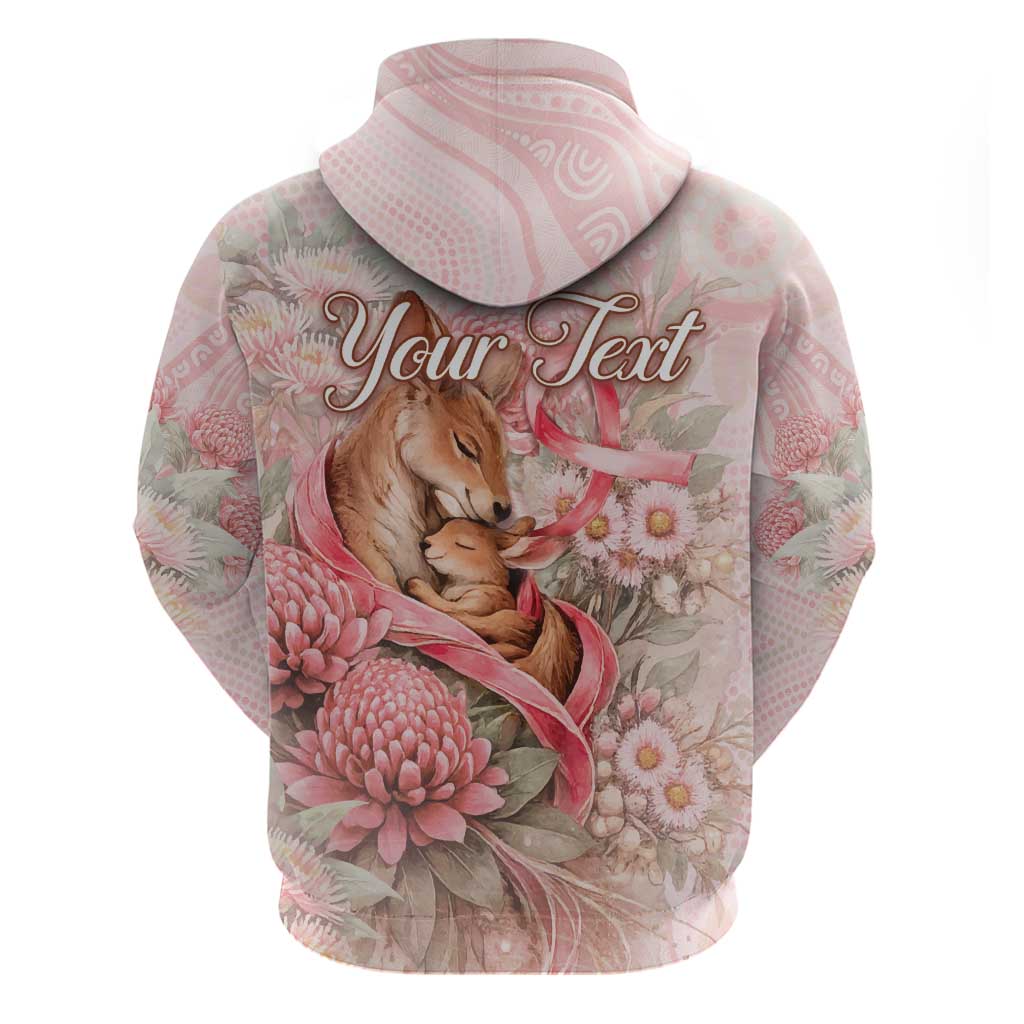Personalised Breast Cancer Awareness Hoodie Mother Kangaroo And Ribbon Hope