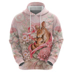 Personalised Breast Cancer Awareness Hoodie Mother Kangaroo And Ribbon Hope