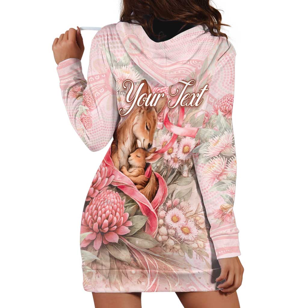 Personalised Breast Cancer Awareness Hoodie Dress Mother Kangaroo And Ribbon Hope