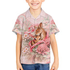 Personalised Breast Cancer Awareness Kid Hawaiian Shirt Mother Kangaroo And Ribbon Hope