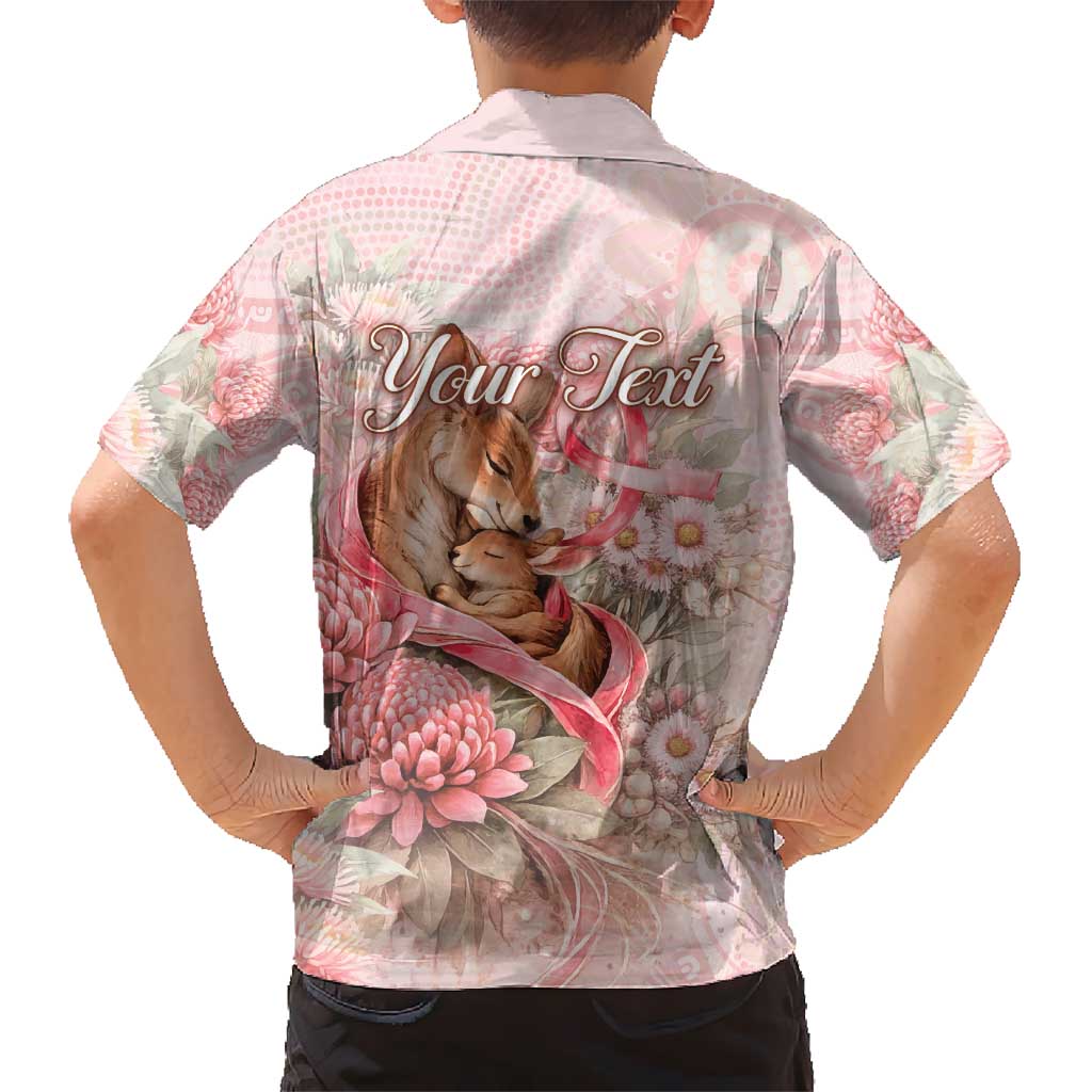 Personalised Breast Cancer Awareness Kid Hawaiian Shirt Mother Kangaroo And Ribbon Hope