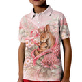 Personalised Breast Cancer Awareness Kid Polo Shirt Mother Kangaroo And Ribbon Hope