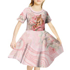 Personalised Breast Cancer Awareness Kid Short Sleeve Dress Mother Kangaroo And Ribbon Hope
