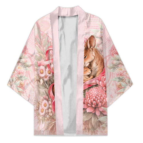 Personalised Breast Cancer Awareness Kimono Mother Kangaroo And Ribbon Hope
