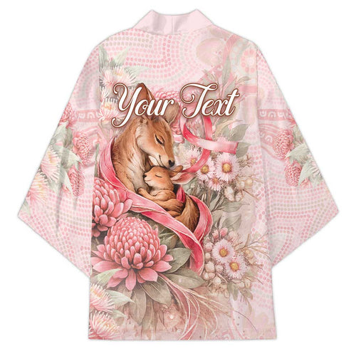 Personalised Breast Cancer Awareness Kimono Mother Kangaroo And Ribbon Hope