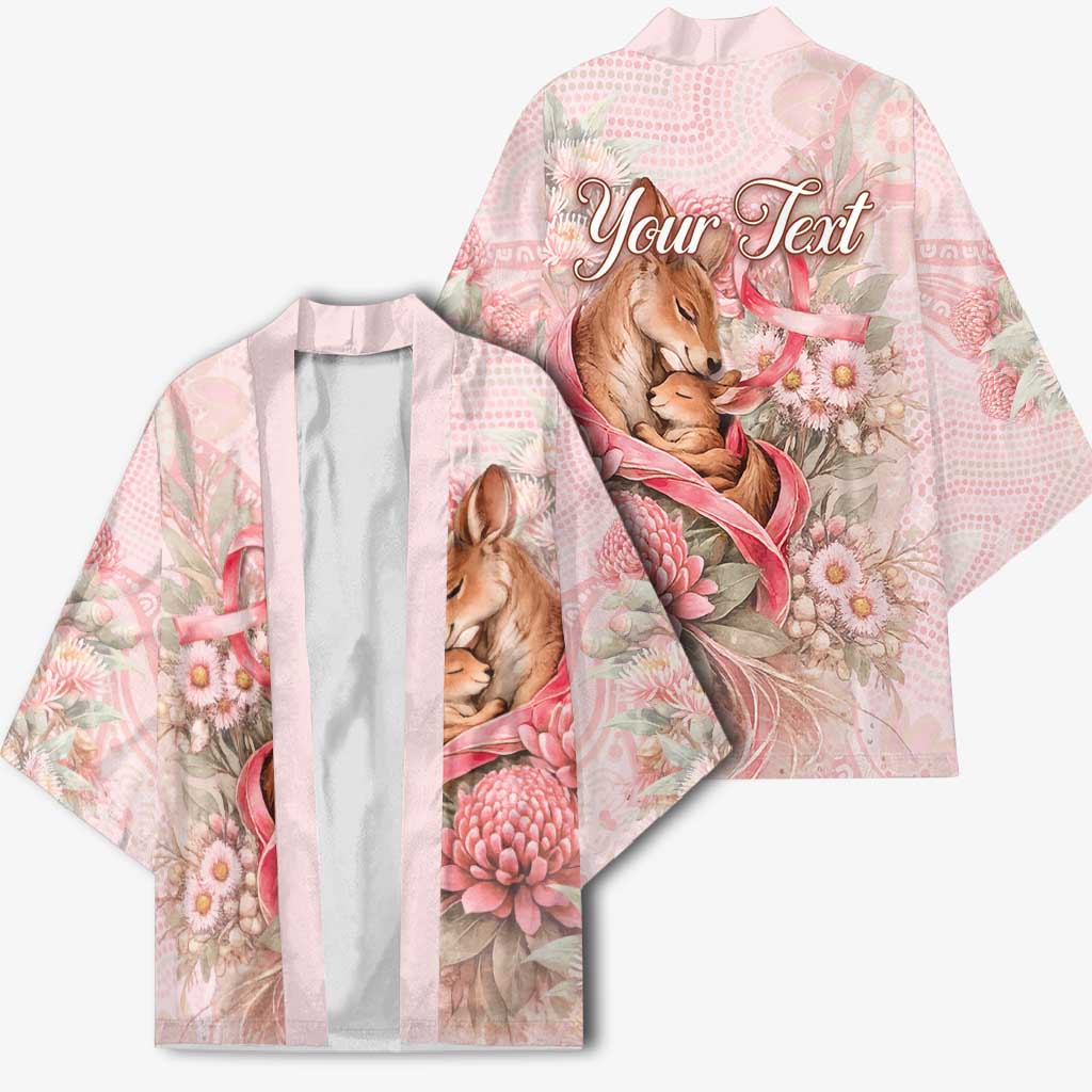 Personalised Breast Cancer Awareness Kimono Mother Kangaroo And Ribbon Hope