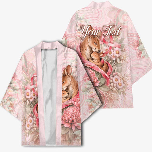 Personalised Breast Cancer Awareness Kimono Mother Kangaroo And Ribbon Hope