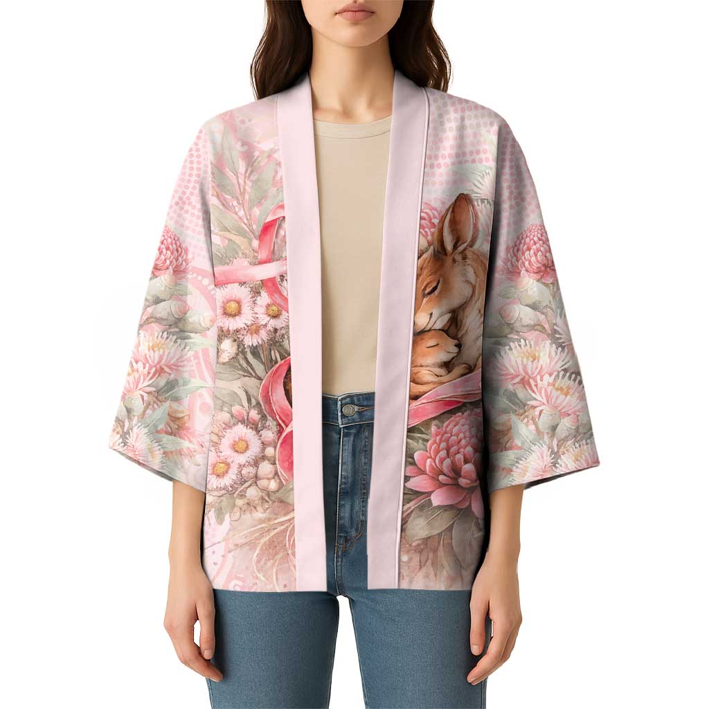 Personalised Breast Cancer Awareness Kimono Mother Kangaroo And Ribbon Hope
