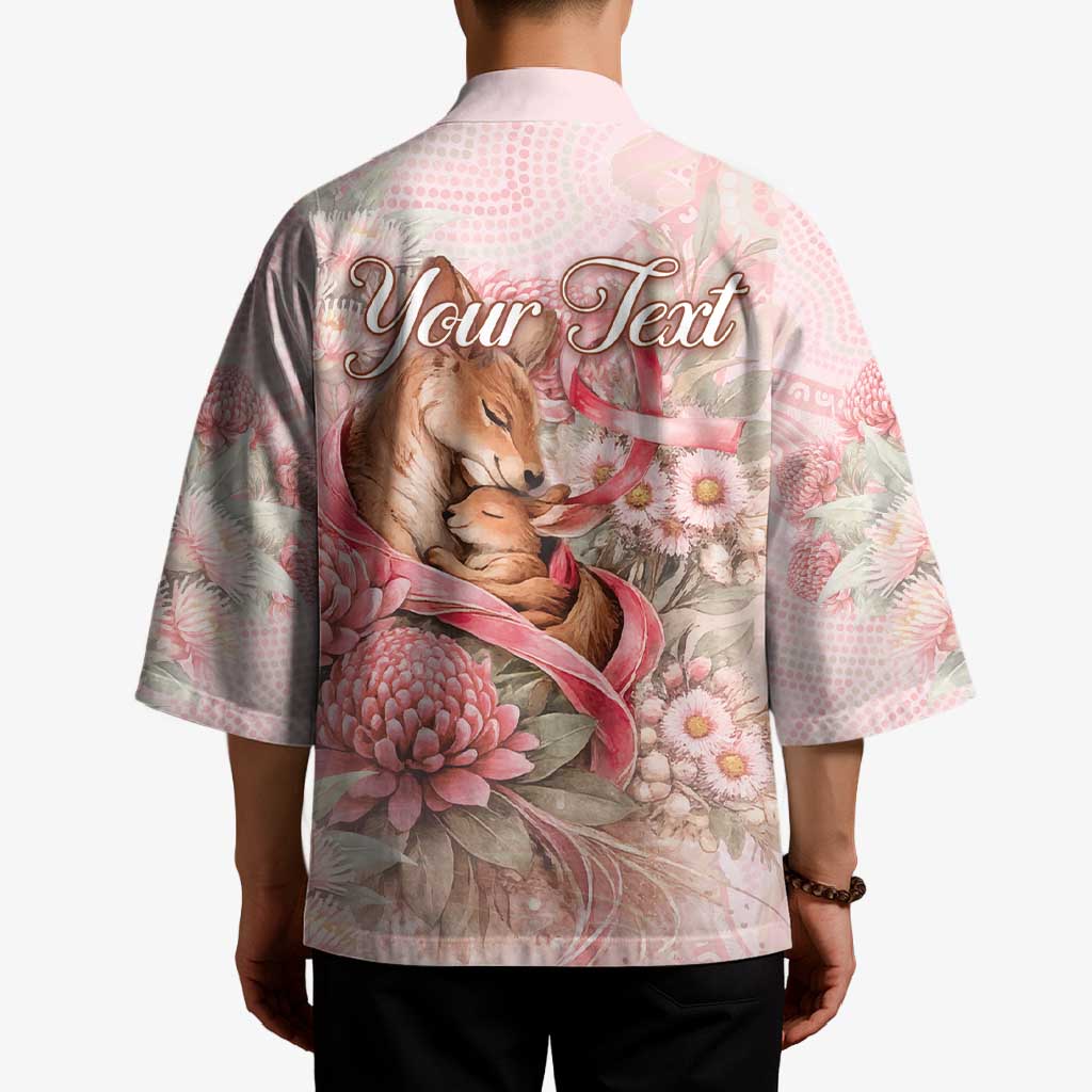Personalised Breast Cancer Awareness Kimono Mother Kangaroo And Ribbon Hope