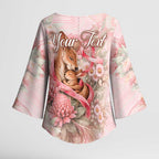 Personalised Breast Cancer Awareness Kimono Sleeve Blouse Mother Kangaroo And Ribbon Hope