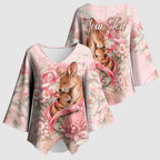 Personalised Breast Cancer Awareness Kimono Sleeve Blouse Mother Kangaroo And Ribbon Hope