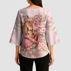 Personalised Breast Cancer Awareness Kimono Sleeve Blouse Mother Kangaroo And Ribbon Hope