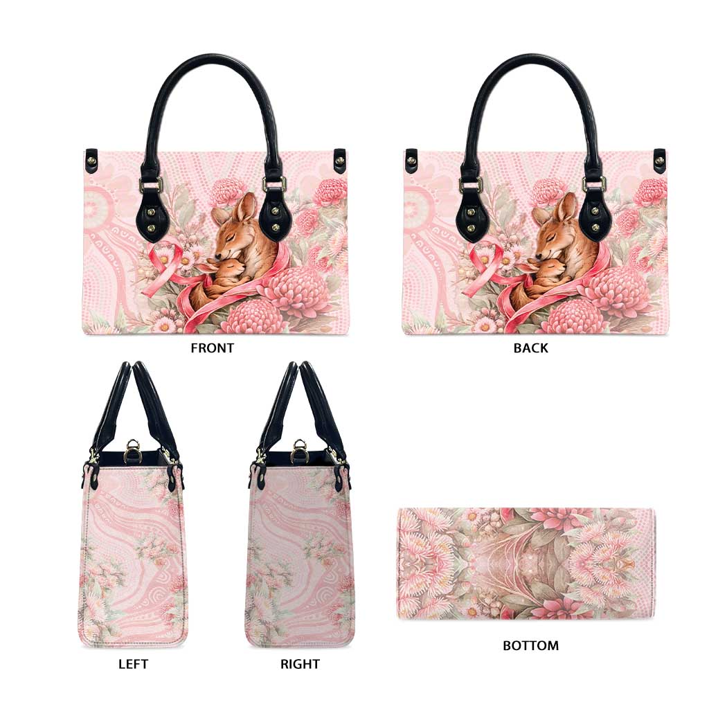 Breast Cancer Awareness Leather Bag Mother Kangaroo And Ribbon Hope