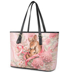 Breast Cancer Awareness Leather Tote Bag Mother Kangaroo And Ribbon Hope