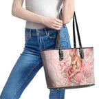 Breast Cancer Awareness Leather Tote Bag Mother Kangaroo And Ribbon Hope