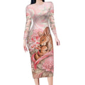 Personalised Breast Cancer Awareness Long Sleeve Bodycon Dress Mother Kangaroo And Ribbon Hope