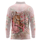 Personalised Breast Cancer Awareness Long Sleeve Polo Shirt Mother Kangaroo And Ribbon Hope