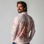 Personalised Breast Cancer Awareness Long Sleeve Polo Shirt Mother Kangaroo And Ribbon Hope