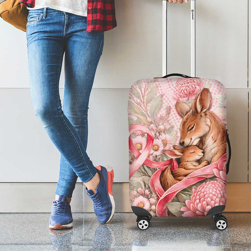 Breast Cancer Awareness Luggage Cover Mother Kangaroo And Ribbon Hope