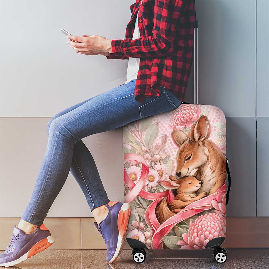 Breast Cancer Awareness Luggage Cover Mother Kangaroo And Ribbon Hope