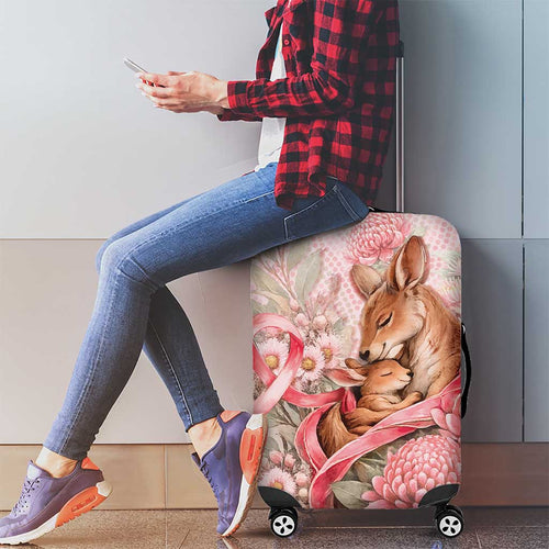 Breast Cancer Awareness Luggage Cover Mother Kangaroo And Ribbon Hope
