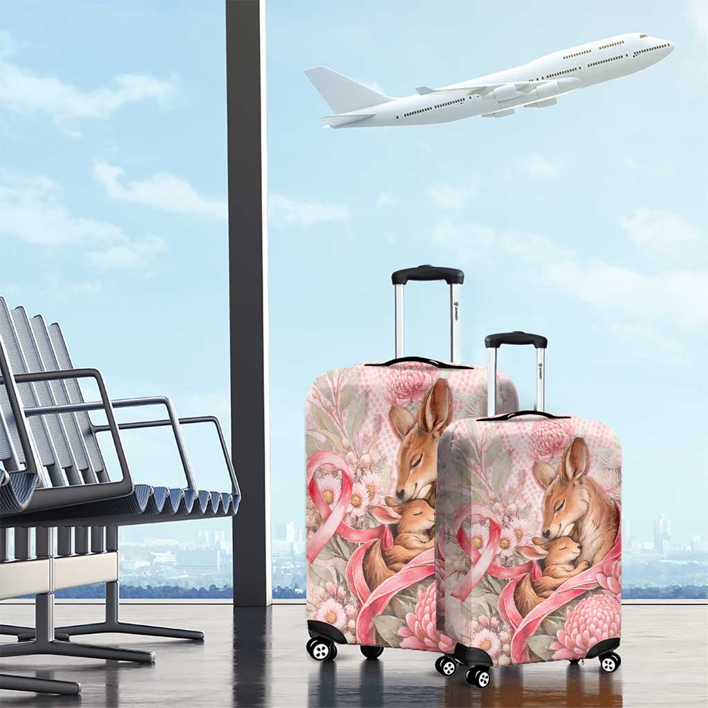 Breast Cancer Awareness Luggage Cover Mother Kangaroo And Ribbon Hope