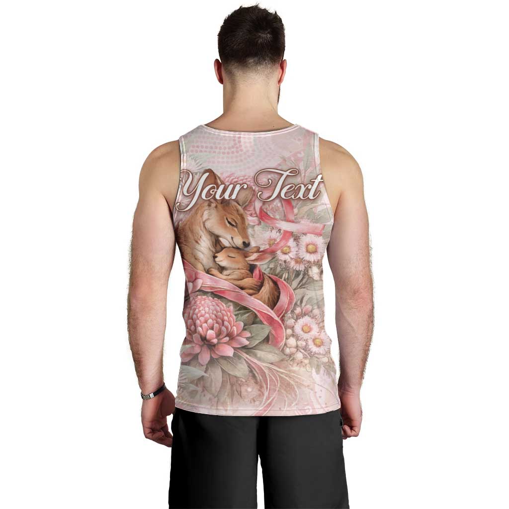 Personalised Breast Cancer Awareness Men Tank Top Mother Kangaroo And Ribbon Hope