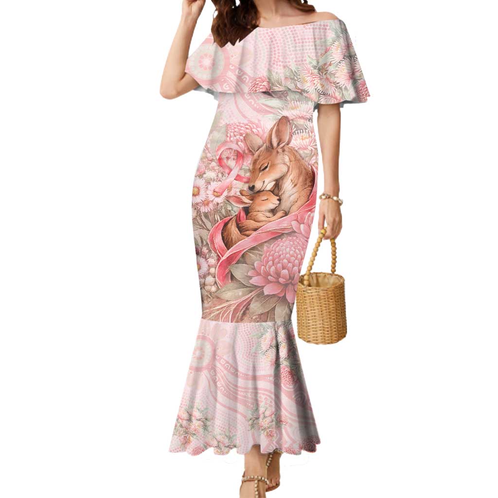 Personalised Breast Cancer Awareness Mermaid Dress Mother Kangaroo And Ribbon Hope