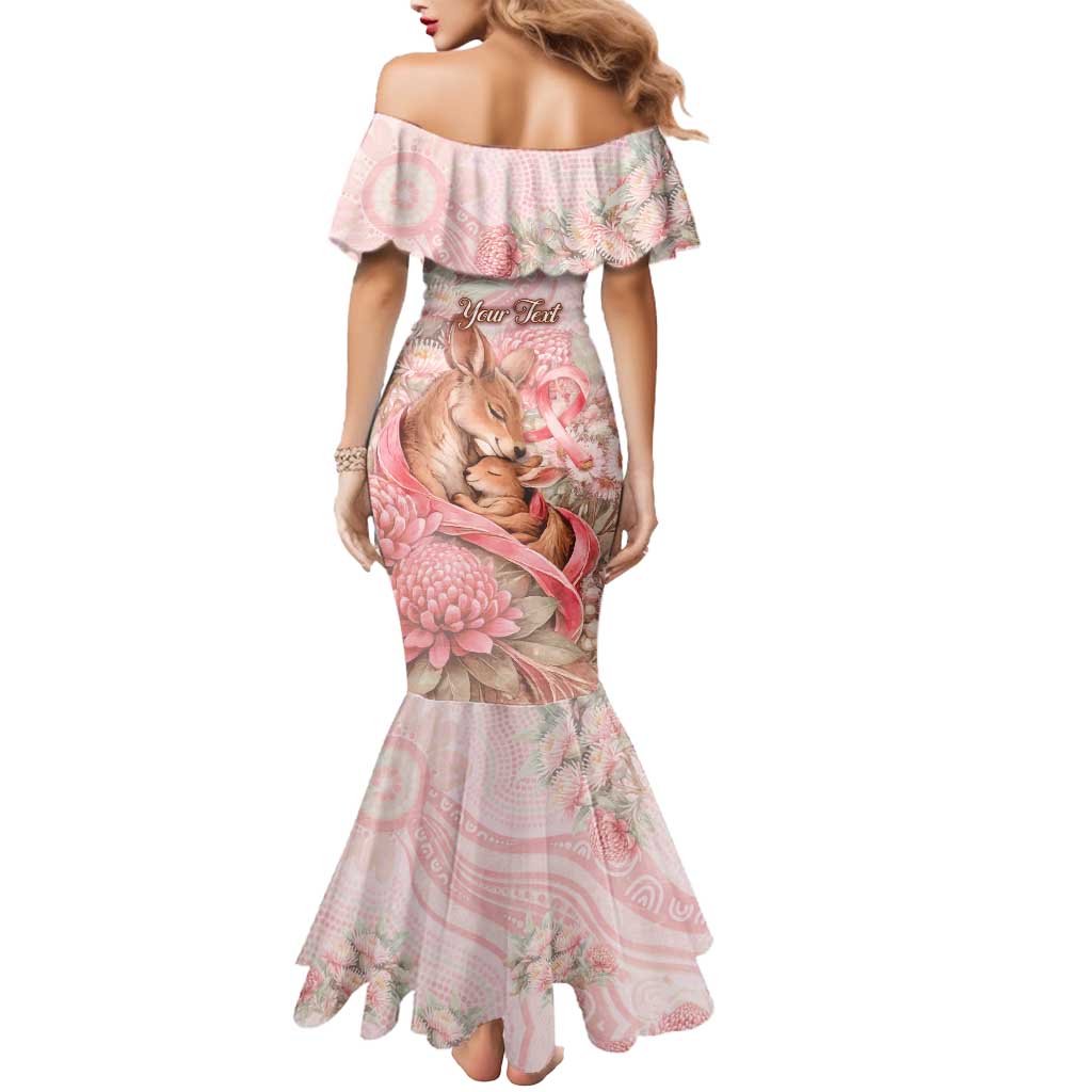 Personalised Breast Cancer Awareness Mermaid Dress Mother Kangaroo And Ribbon Hope