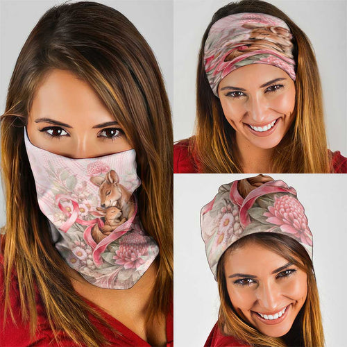 Breast Cancer Awareness Neck Gaiter Mother Kangaroo And Ribbon Hope