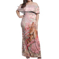 Personalised Breast Cancer Awareness Off Shoulder Maxi Dress Mother Kangaroo And Ribbon Hope