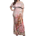 Personalised Breast Cancer Awareness Off Shoulder Maxi Dress Mother Kangaroo And Ribbon Hope