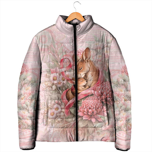 Personalised Breast Cancer Awareness Padded Jacket Mother Kangaroo And Ribbon Hope