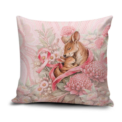 Breast Cancer Awareness Pillow Cover Mother Kangaroo And Ribbon Hope