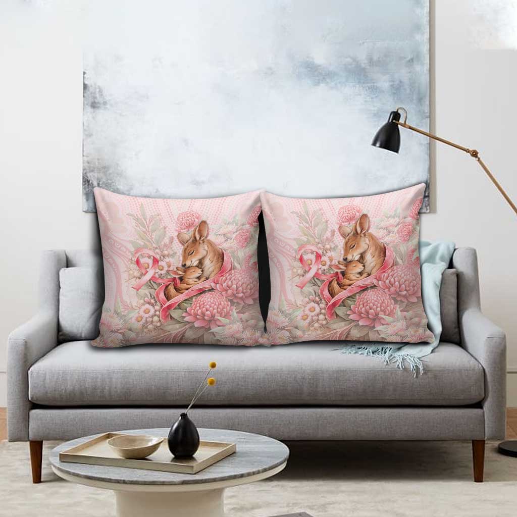 Breast Cancer Awareness Pillow Cover Mother Kangaroo And Ribbon Hope