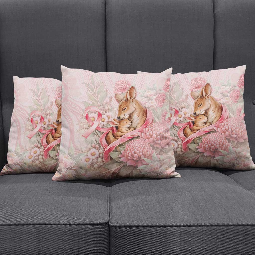 Breast Cancer Awareness Pillow Cover Mother Kangaroo And Ribbon Hope