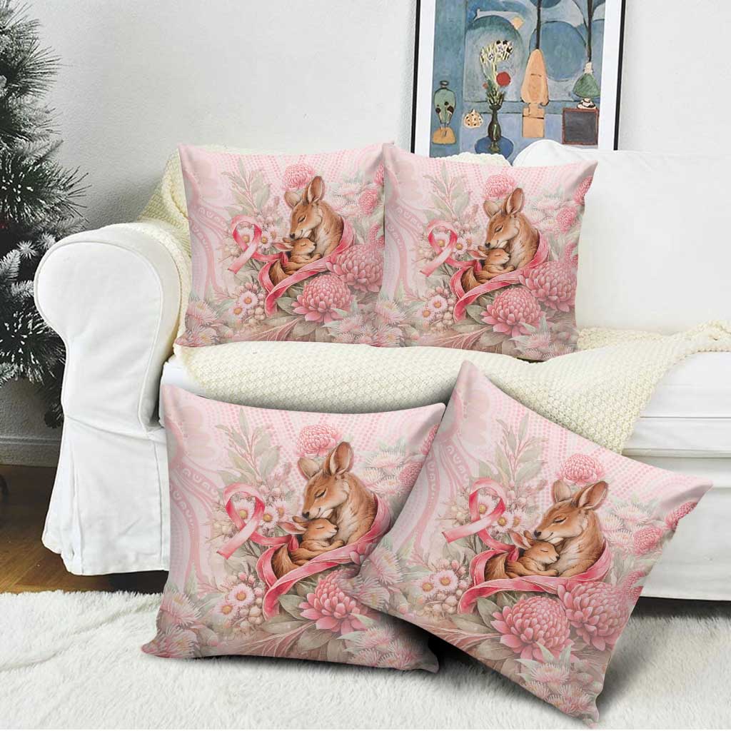 Breast Cancer Awareness Pillow Cover Mother Kangaroo And Ribbon Hope