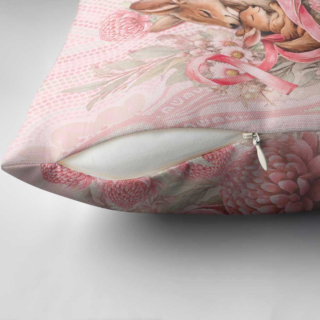 Breast Cancer Awareness Pillow Cover Mother Kangaroo And Ribbon Hope