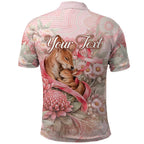Personalised Breast Cancer Awareness Polo Shirt Mother Kangaroo And Ribbon Hope